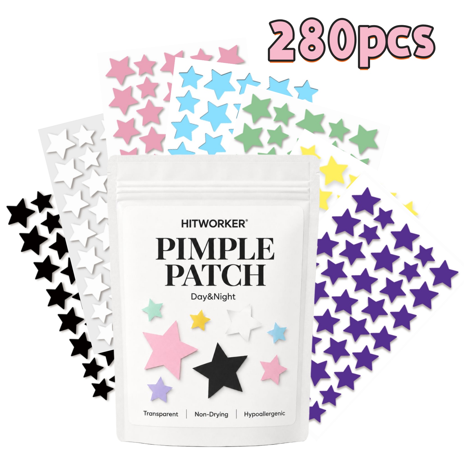 280Pcs Rainbow Colorful Star A - Hydrocolloid Pimple Patch 评论和价格